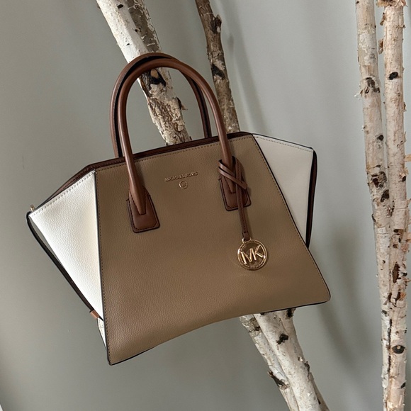 Michael Kors Handbags - Michael Kors Tan and Cream Satchel